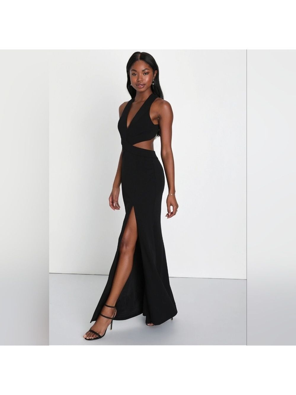 Lulus | Gorgeous Affair Black Cutout Backless Maxi Dress | Size S - Picture 2 of 6